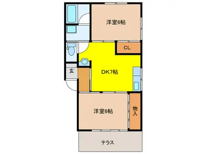 グリーンハイツA・B(2DK/1階)の間取り写真