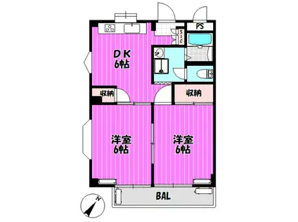 スズランハイツ(2DK/2階)の間取り写真