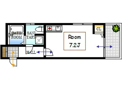 柴崎舟入ビル(ワンルーム/4階)の間取り写真