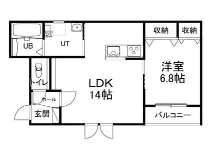 PETRICA(1LDK/1階)の間取り写真