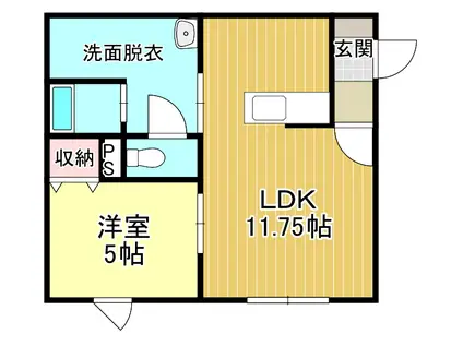 クローバーハウスIV(1LDK/2階)の間取り写真