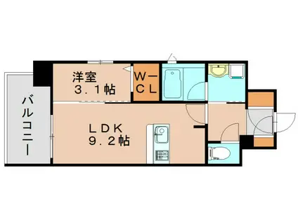 ネストピア県庁口駅前(1LDK/4階)の間取り写真
