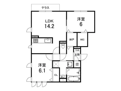 メゾン青ノ葉(2LDK/1階)の間取り写真