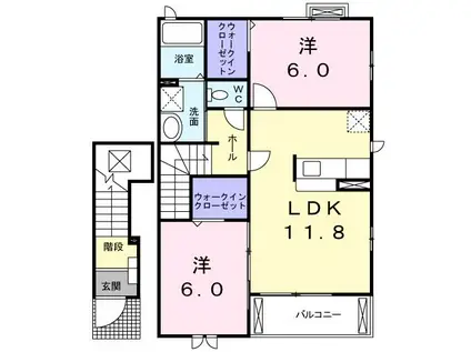 ペアシティ古河II(2LDK/2階)の間取り写真