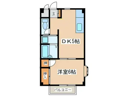 サンヒルズ司(1DK/2階)の間取り写真