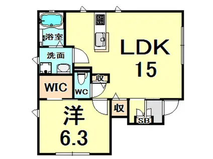 REGNUN ISOLABELLA(1LDK/1階)の間取り写真