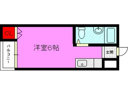 コスモハイム(ワンルーム/2階)の間取り写真