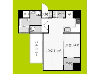 エスリードレジデンス ザ・グラン南堀江(1LDK/14階)の間取り写真