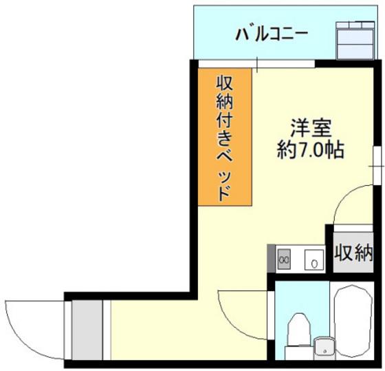 クリスタルレジデンス舟入(ワンルーム/2階)の間取り写真