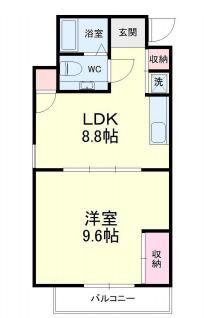 中央煉瓦館(1LDK/6階)の間取り写真