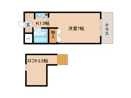 シティパレス21佐保川PARTVIII(1K/1階)の間取り写真