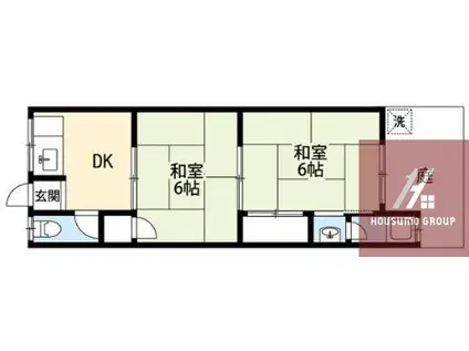 シャトー文の里(2DK/1階)の間取り写真