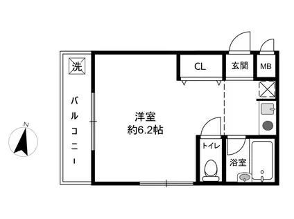 アストリアス六甲(ワンルーム/2階)の間取り写真