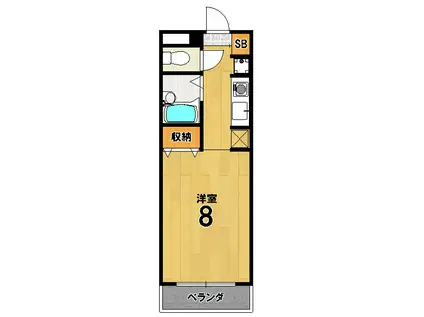 第2洛北サンハイツ(1K/2階)の間取り写真