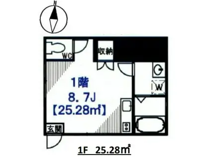 ヴィラ上板橋(ワンルーム/1階)の間取り写真