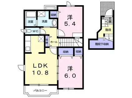 トゥー・ル・モンドA(2LDK/2階)の間取り写真