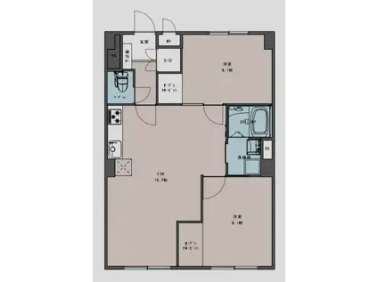 霧ヶ丘コーポラス(2LDK/2階)の間取り写真