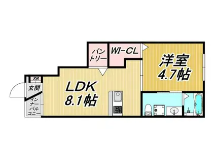 LAFELICEラフェリーチェ(1LDK/1階)の間取り写真