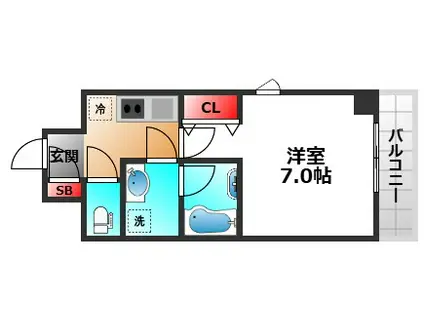 ループ北町(1K/9階)の間取り写真