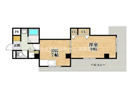 ふぁみーゆ東住吉(1DK/1階)の間取り写真