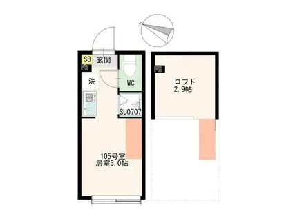 パレス初台(ワンルーム/1階)の間取り写真