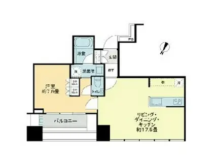 プレミストタワー白金高輪(1LDK/19階)の間取り写真