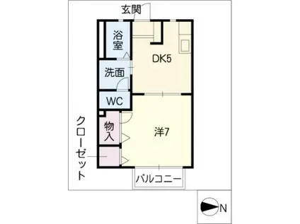 パークハイム円上(1DK/1階)の間取り写真