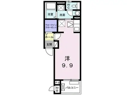 エスポワール小手指(ワンルーム/1階)の間取り写真