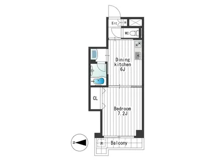 三ツ木富士見町マンション(1DK/5階)の間取り写真