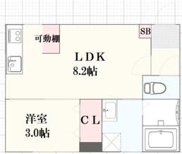 LEGGERO武庫川(1LDK/1階)の間取り写真