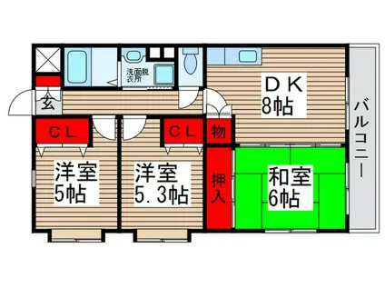ピュアコート柏(3DK/2階)の間取り写真