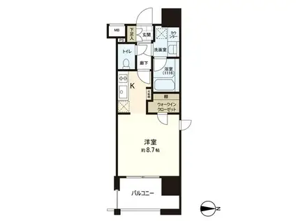 パークリュクス大手門MONO(1K/10階)の間取り写真