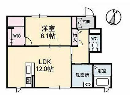 ベルメゾン新屋敷(1LDK/1階)の間取り写真