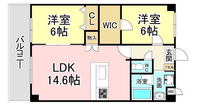 MERVEILLE ISHIDA(2LDK/2階)の間取り写真