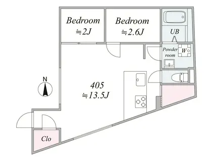 TRIAS148(2LDK/4階)の間取り写真
