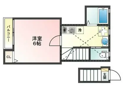 GLANTZ 王子 ウエスト(1K/2階)の間取り写真