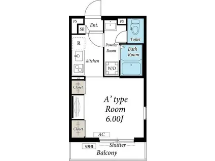 アクアII(1K/2階)の間取り写真