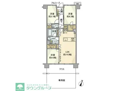 ローレルコート和光(3LDK/1階)の間取り写真