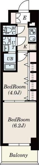 S-RESIDENCE六番町(2K/6階)の間取り写真