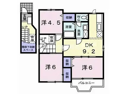 メゾンパルテール1(3DK/2階)の間取り写真