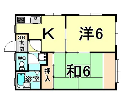 ローズ武庫之荘(2K/1階)の間取り写真