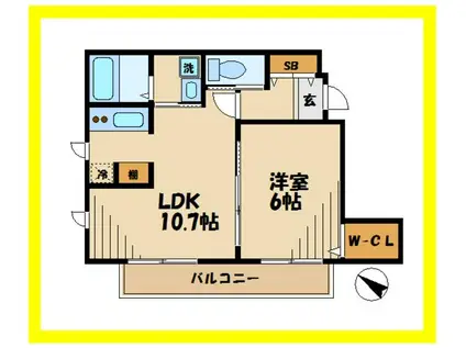 グランコートオークラ(1LDK/3階)の間取り写真