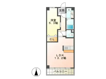 アーバンヒルズ城山(1LDK/2階)の間取り写真