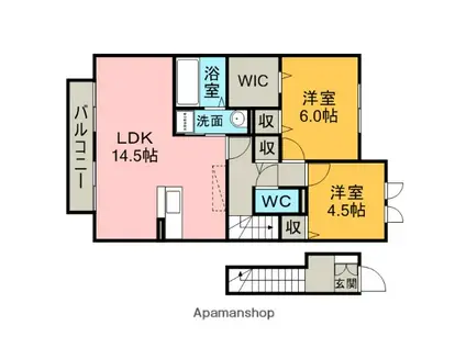 SEVEN桃山 B棟(2LDK/2階)の間取り写真