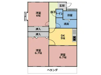 コンフォール・カルチェ(3DK/3階)の間取り写真