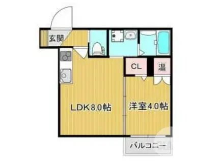 ソレーユ津久野I(1LDK/2階)の間取り写真