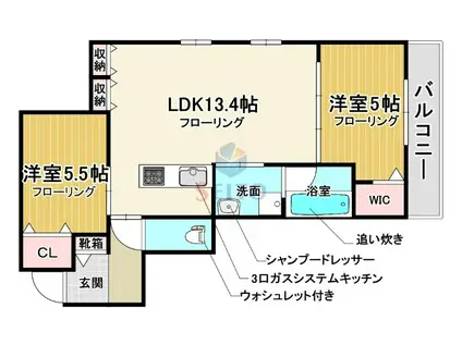 HEBEL MAIZON 石橋天神(2LDK/1階)の間取り写真