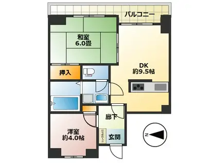 クレール・マルシェ川口(2DK/10階)の間取り写真