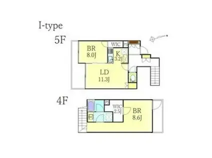 ディルッソ西間門(2SLDK/5階)の間取り写真