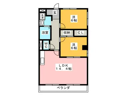 エルシュライン S(2LDK/2階)の間取り写真